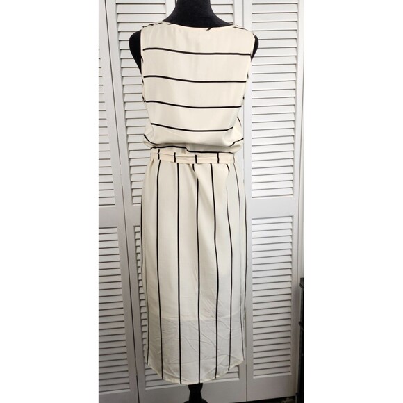 Broadway & Broome Ivory 100 % Silk Striped Dress Size 4 - Chic 2025 Trend - Picture 12 of 13